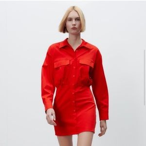 Zara Red Poplin Dress